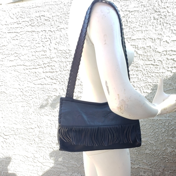 🤩RARE Fossil Leather Fringe Hobo Shoulder Bag‎ - Picture 12 of 12